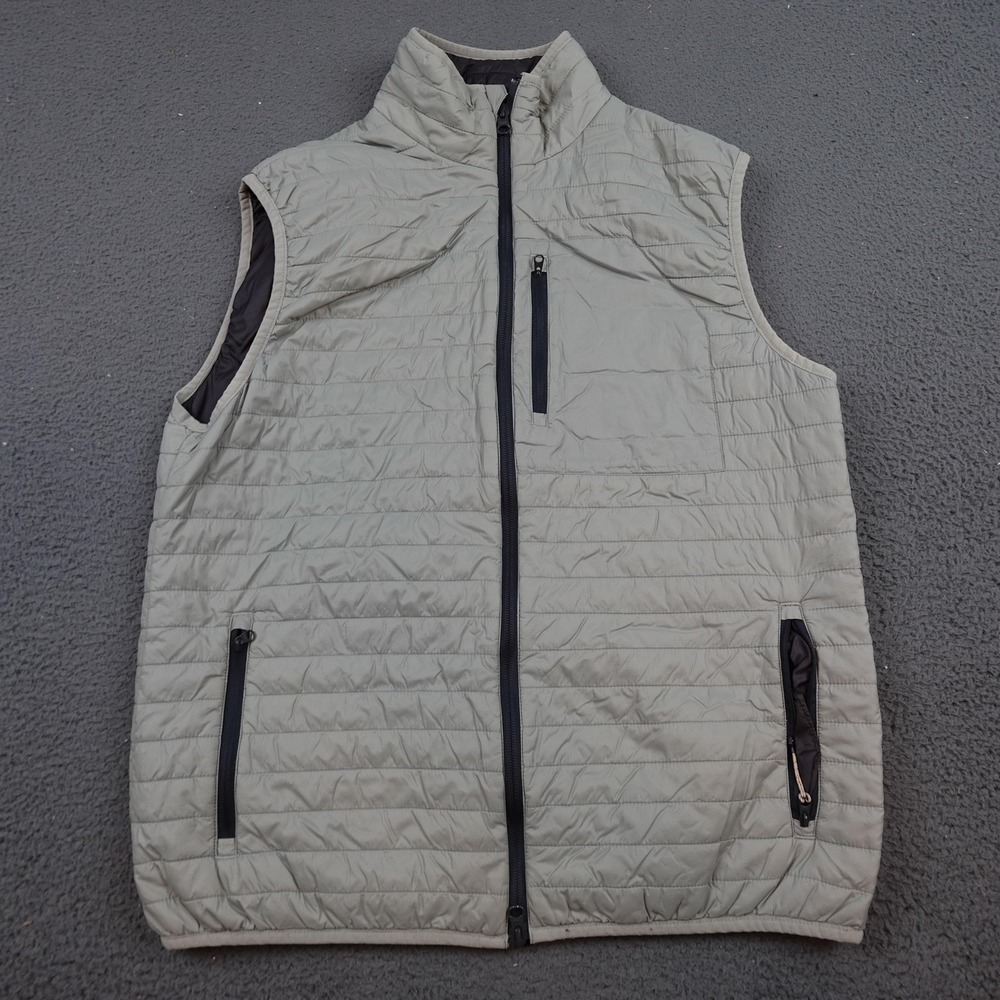 Topo Designs Puffer Vest Mens Medium Beige Quilted Insulated Zip Outdoor